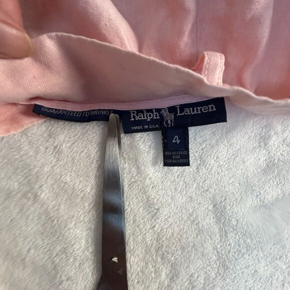 Ralph Lauren Womens 100% Linen A-Line Midi Skirt Size 4 Pink Pockets Casual - Picture 3 of 8